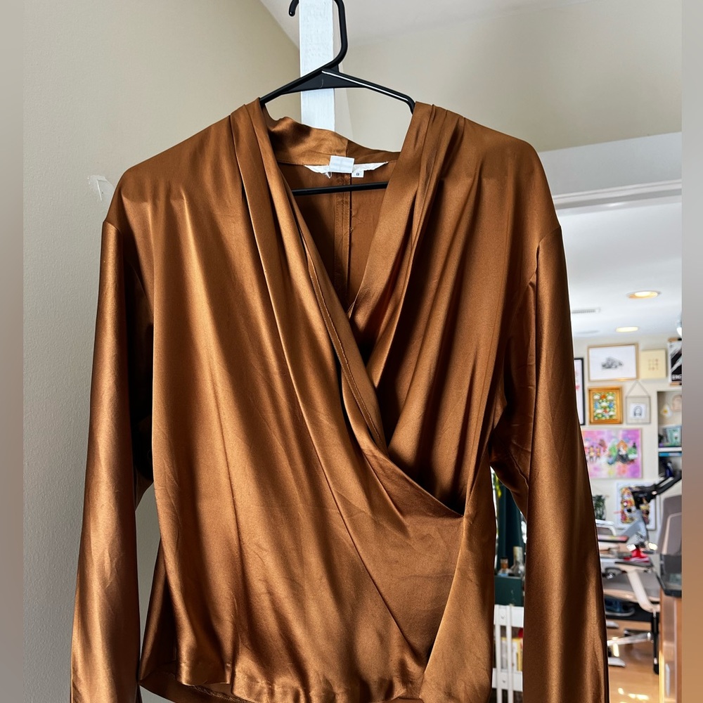 vintage silk caramel colored top size 8